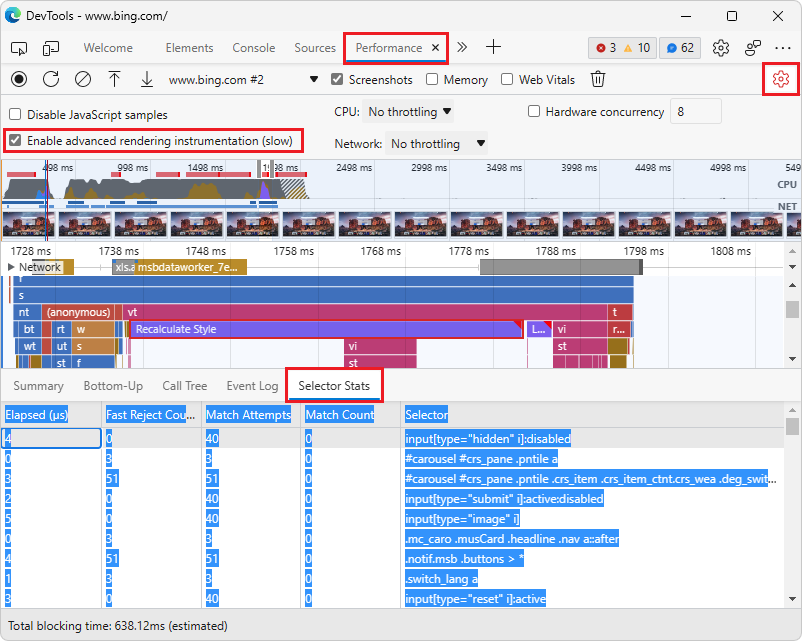 Sélection de l’intégralité de la table Selector Stats pour copier-coller