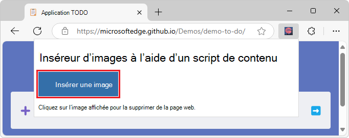 popup.html'affichage après avoir sélectionné l’icône Extension