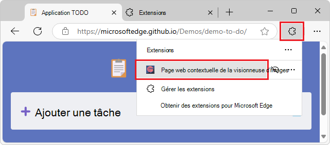 Fenêtre contextuelle Extensions