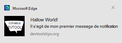 Notification avec du texte et une image