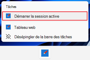 Les tâches courantes sont répertoriées dans le menu contextuel de la barre des tâches