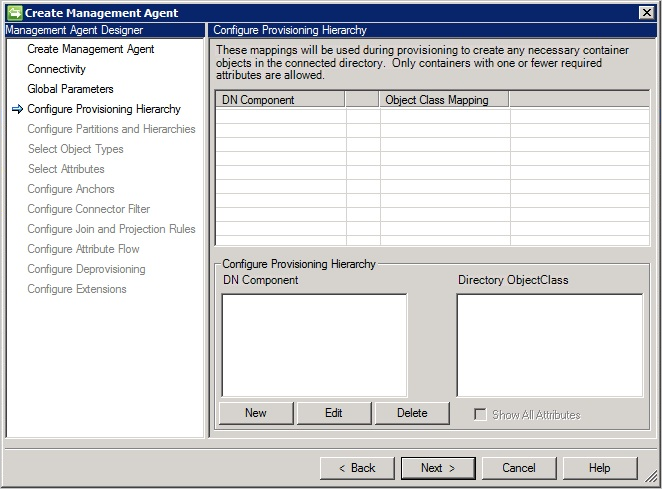 Capture d’écran de la page hiérarchie d’approvisionnement du connecteur MIM Sync Notes