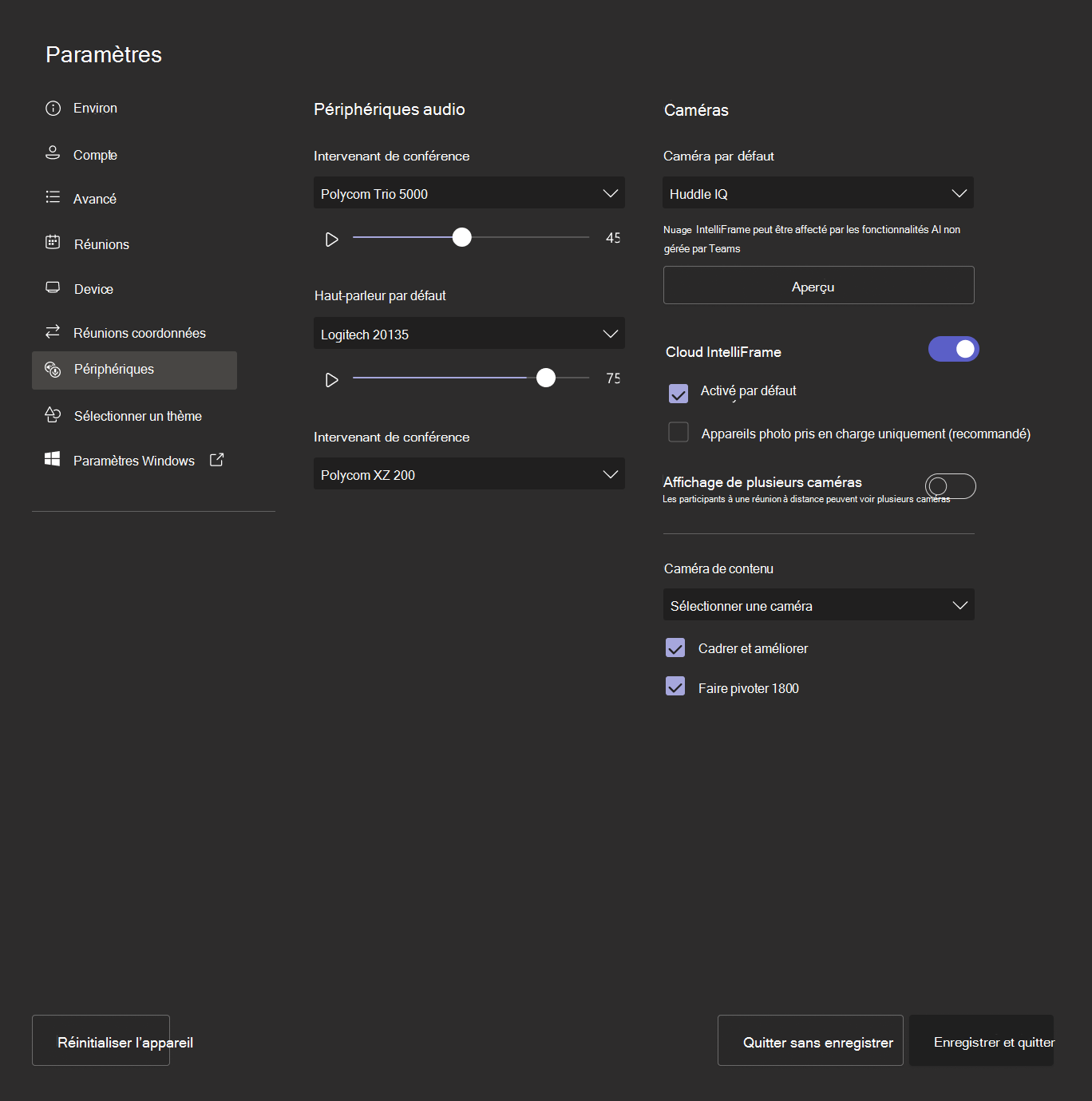 IntelliFrame cloud activé pour l’appareil photo non pris en charge par remplacement.