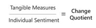 Mesures tangibles divisées par le sentiment individuel = quotient de modification.