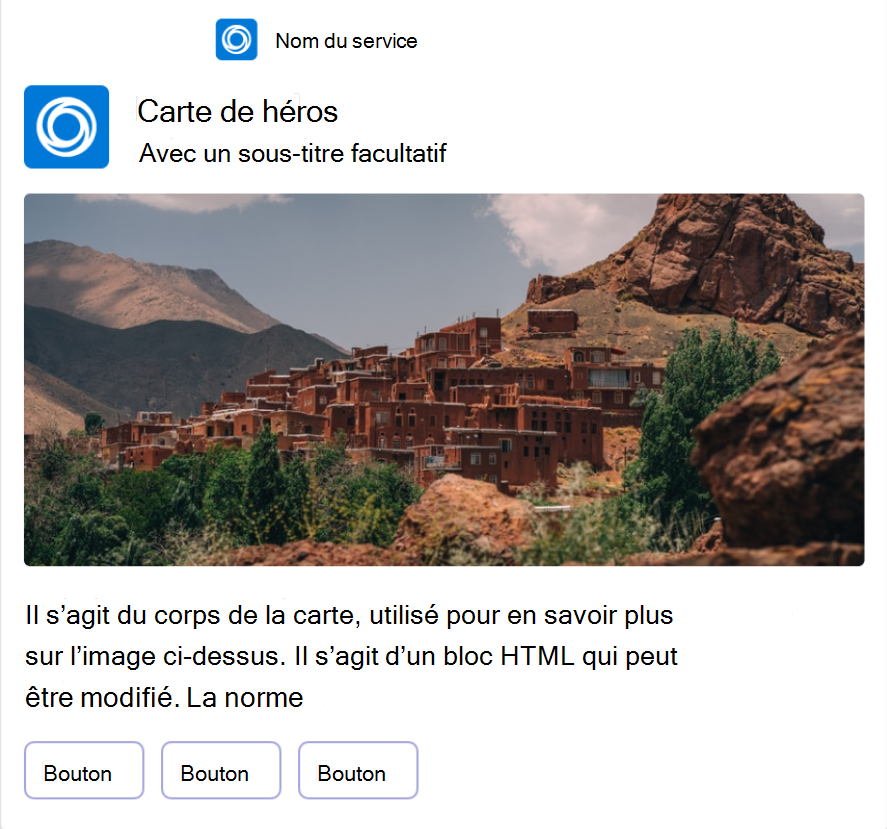 Exemple montrant une carte de bannière de Carte adaptative sur un mobile.