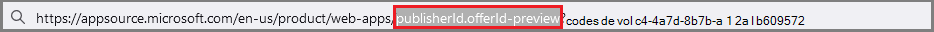 Capture d’écran montrant l’ID de l’offre en préversion.