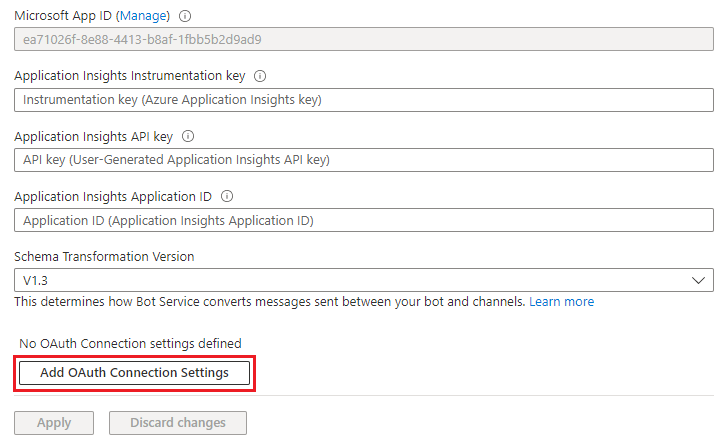 Capture d’écran montrant l’option Ajouter des paramètres de connexion OAuth mise en évidence.