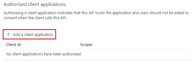 Capture d’écran montrant l’option Ajouter une application cliente mise en évidence sous Applications clientes autorisées.