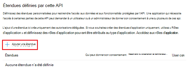 Capture d’écran montrant l’option Ajouter une étendue mise en évidence.