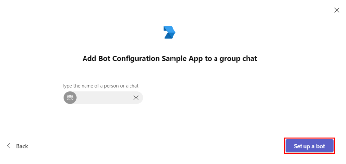 Capture d’écran montrant la configuration d’un bot dans la conversation.