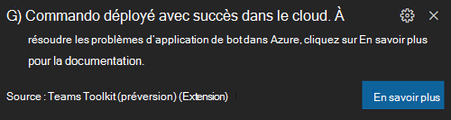 Captures d’écran montrant la confirmation du déploiement.