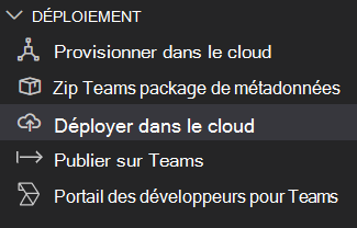 Capture d’écran montrant où sélectionner le déploiement dans le cloud.