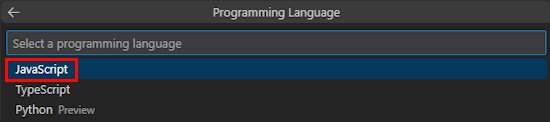 Capture d’écran montrant l’option permettant de sélectionner le langage de programmation.