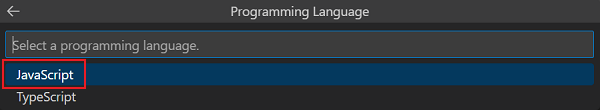 Capture d’écran montrant le langage de programmation à sélectionner.