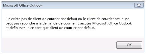 Message d’erreur pour la plupart des appels MAPI inter bits message