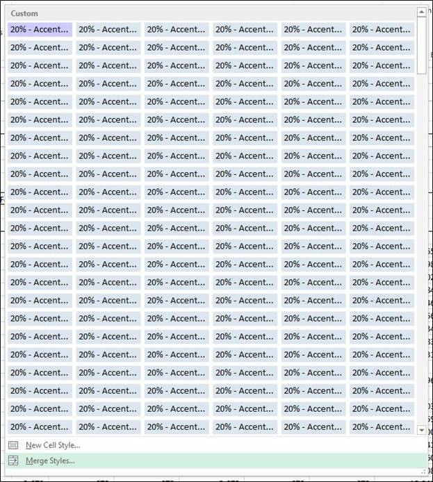 Capture d’écran montrant un exemple qui contient 3 284 éléments de mise en forme en double.