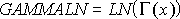 Capture d’écran de la formule Gamma Ln.