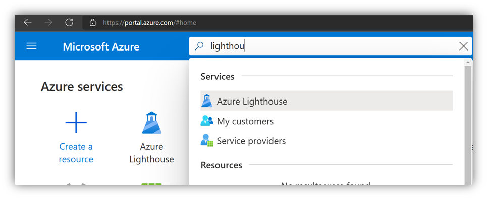 Exemple de lighthouse de services Azure.