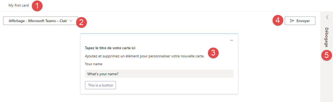 Capture d’écran de la page Lire dans le concepteur de cartes avec les composants marqués.