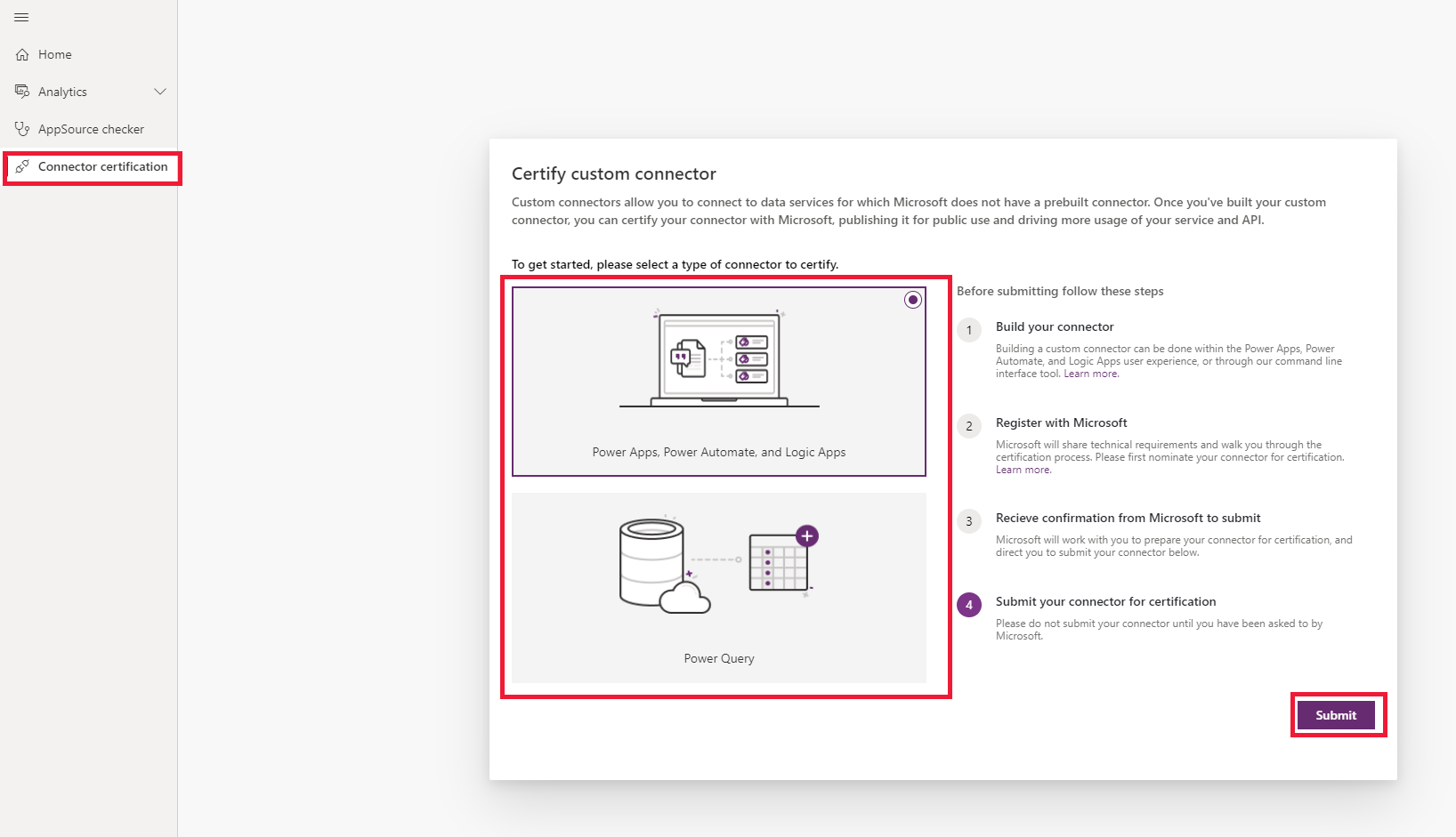 Certification du connecteur.