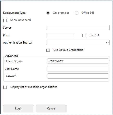 Contrôle commun de connexion des outils XRM