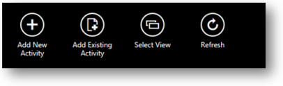 Commandes de la sous-grille d’activité dans Dynamics 365 pour tablettes.