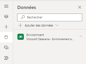 L’objet Environment Power Fx en tant que source de données.