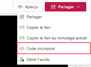 URL incorporée Microsoft Stream