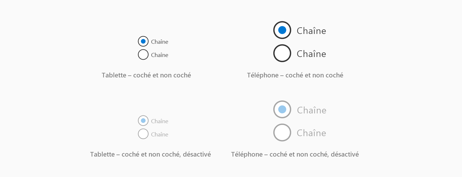 États de la case d’option.