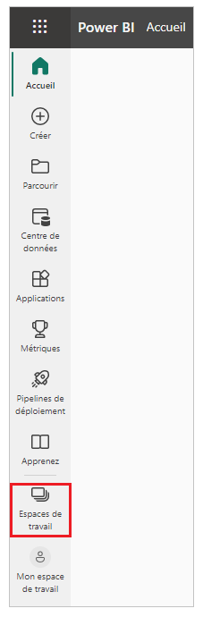 Sélectionner le lien Espaces de travail