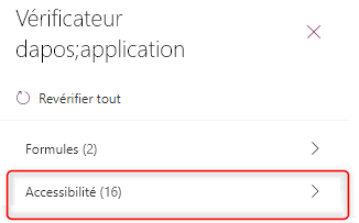 Liste des options du volet du vérificateur d’application.