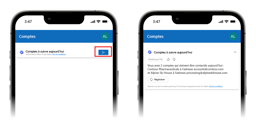 Réponses affichées sur mobile