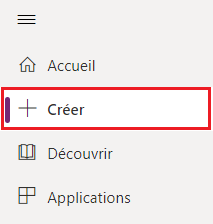 Sélectionnez Créer dans le volet de gauche