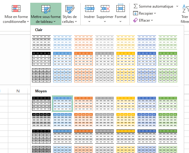 Excel - Mettre en forme un tableau.