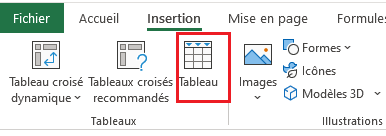 Excel - Insérer un tableau.