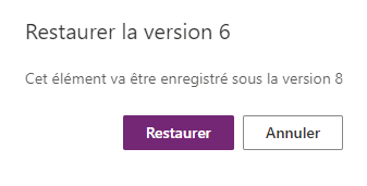 Confirmer la restauration