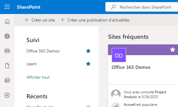 Exemple de site SharePoint.