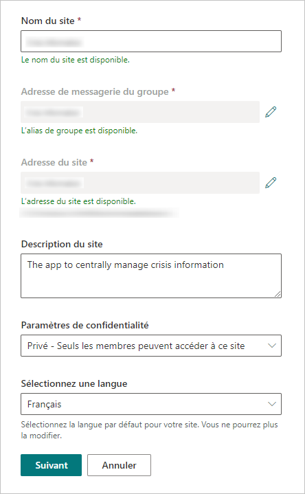 Paramètres du site.