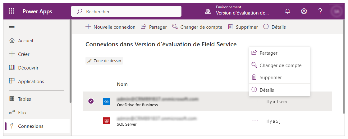 Pas de partage pour OneDrive Entreprise.