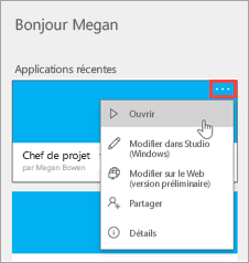 Sélectionner l’application Gestion de projet.