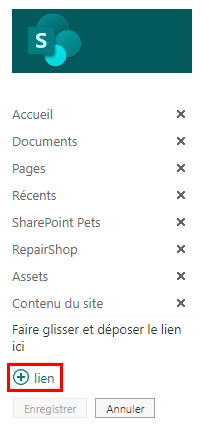 Ajouter un lien d’application vers le site SharePoint.