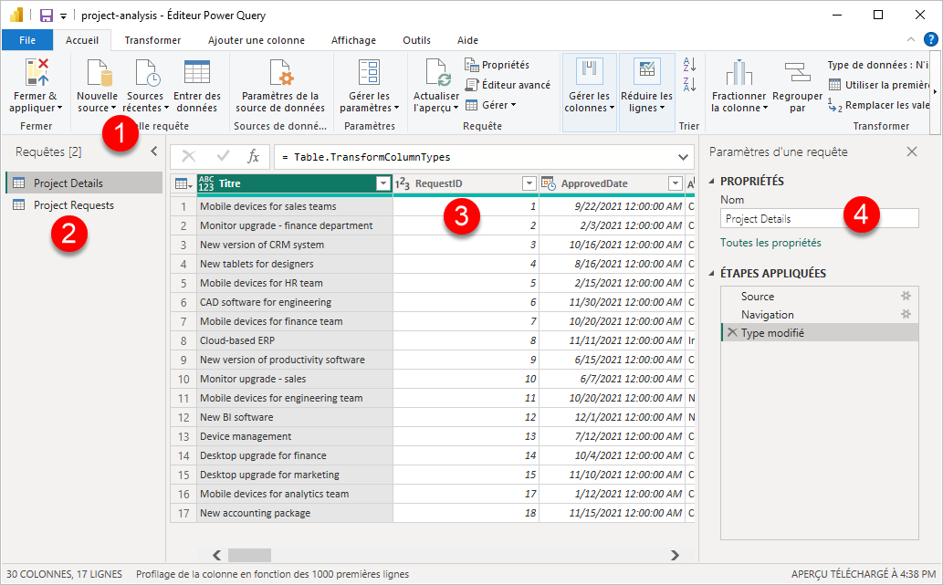 Éditeur de requête Power BI Desktop.