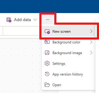 Capture d’écran montrant l’emplacement du menu Nouvel écran dans la barre de commandes.