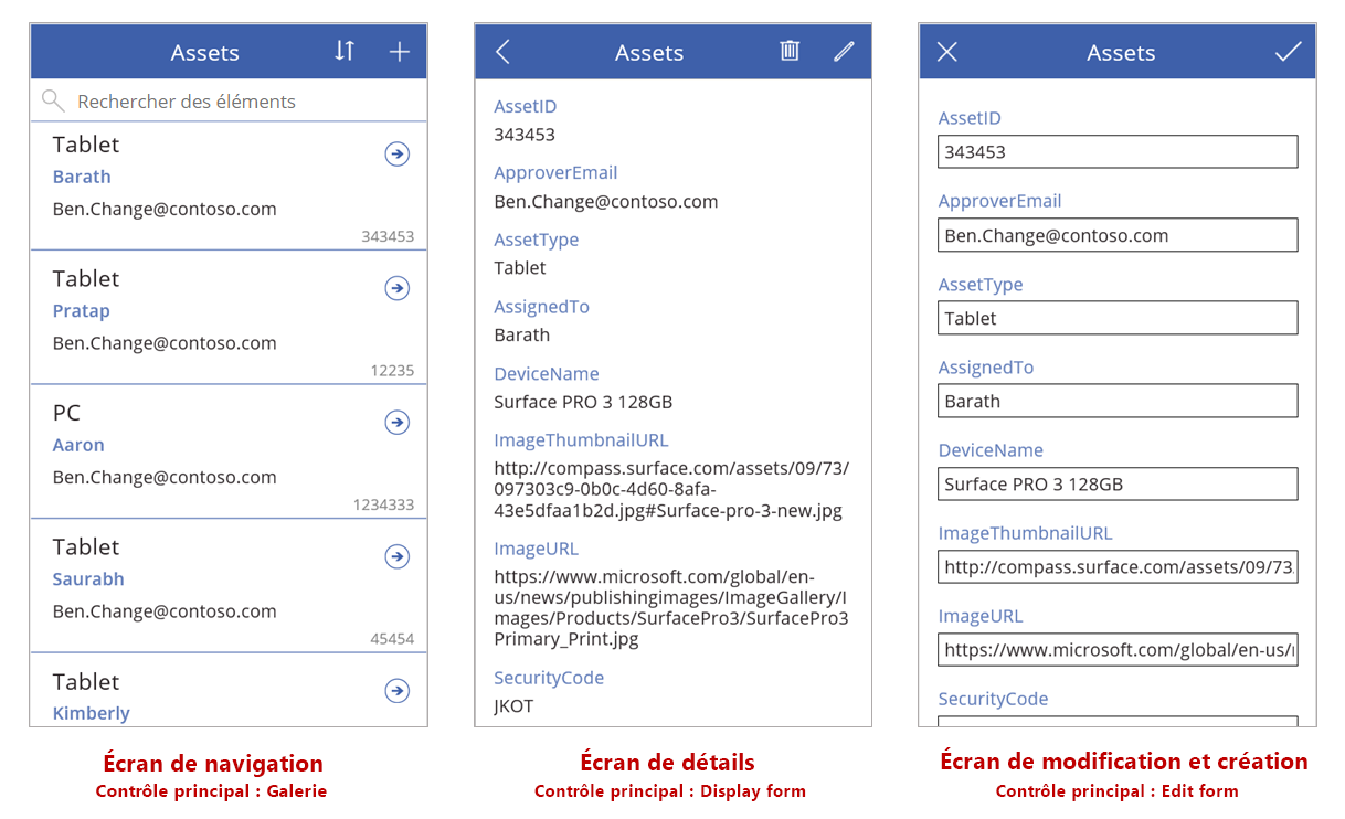 Rechercher, afficher et modifier les enregistrements sur trois écrans.