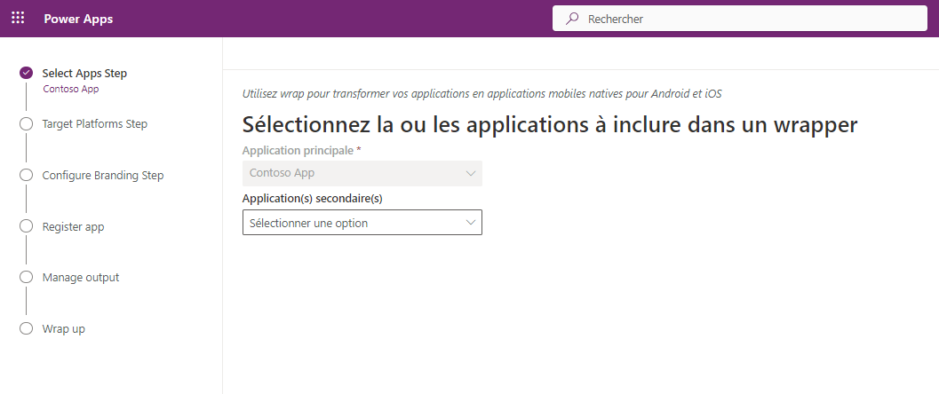 Choisissez les applications que vous souhaitez encapsuler.