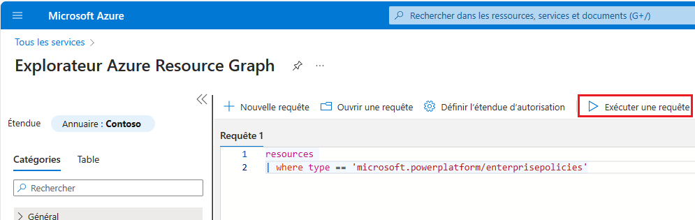 Exécuter la requête à partir de la ressource Azure Explorateur graphique