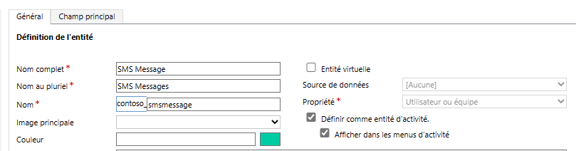 Définir en tant que table d’activité.