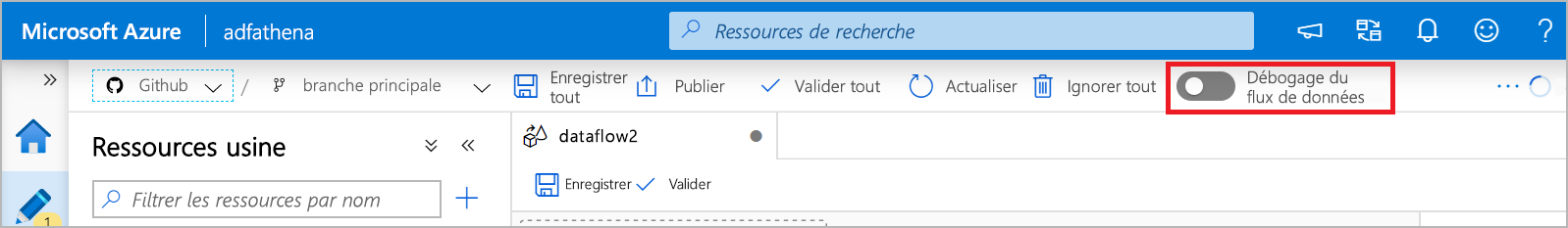 Mode de débogage du dataflow.