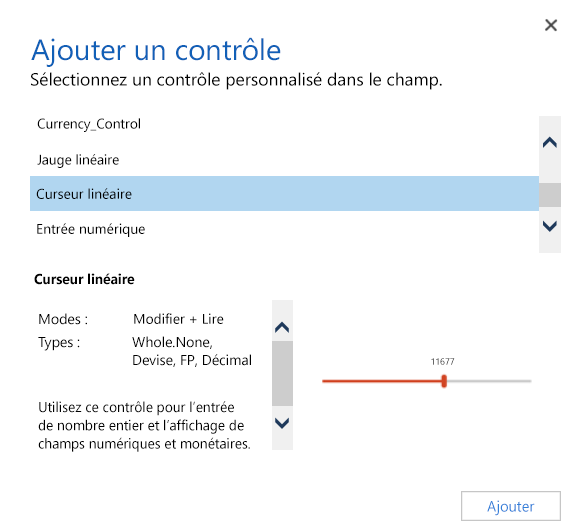 Ajouter un contrôle de curseur linéaire.