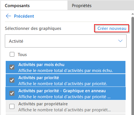 Créer un nouveau lien sur l’onglet Composants du concepteur d’application.